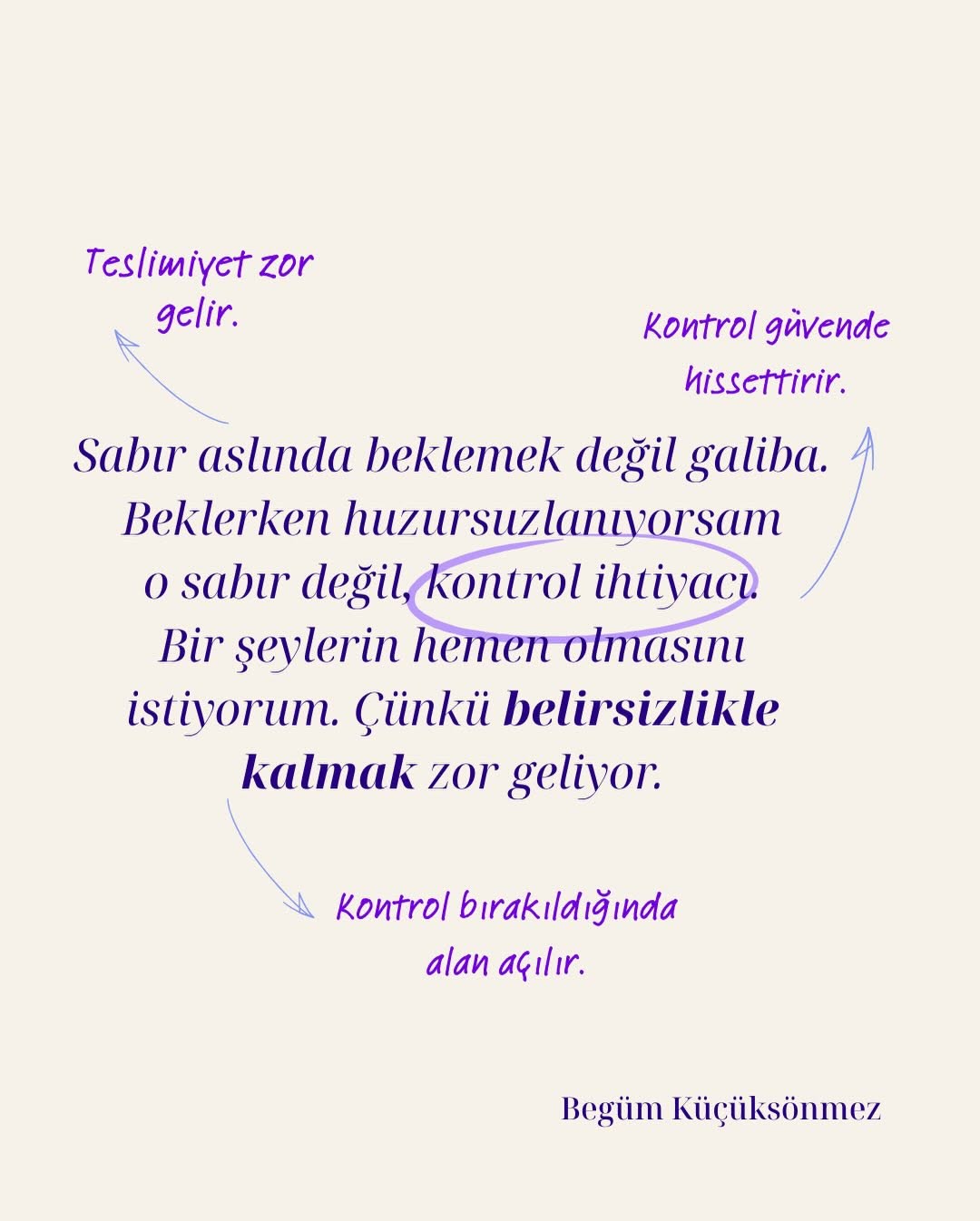 Bazen sabır kelimesini yanlış anladığımızı düşünüyorum.