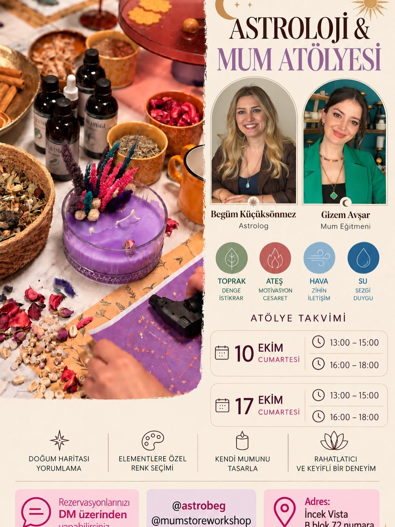 Astrolog Eşliğinde Doğum Haritası & Mum Atölyesi ✨